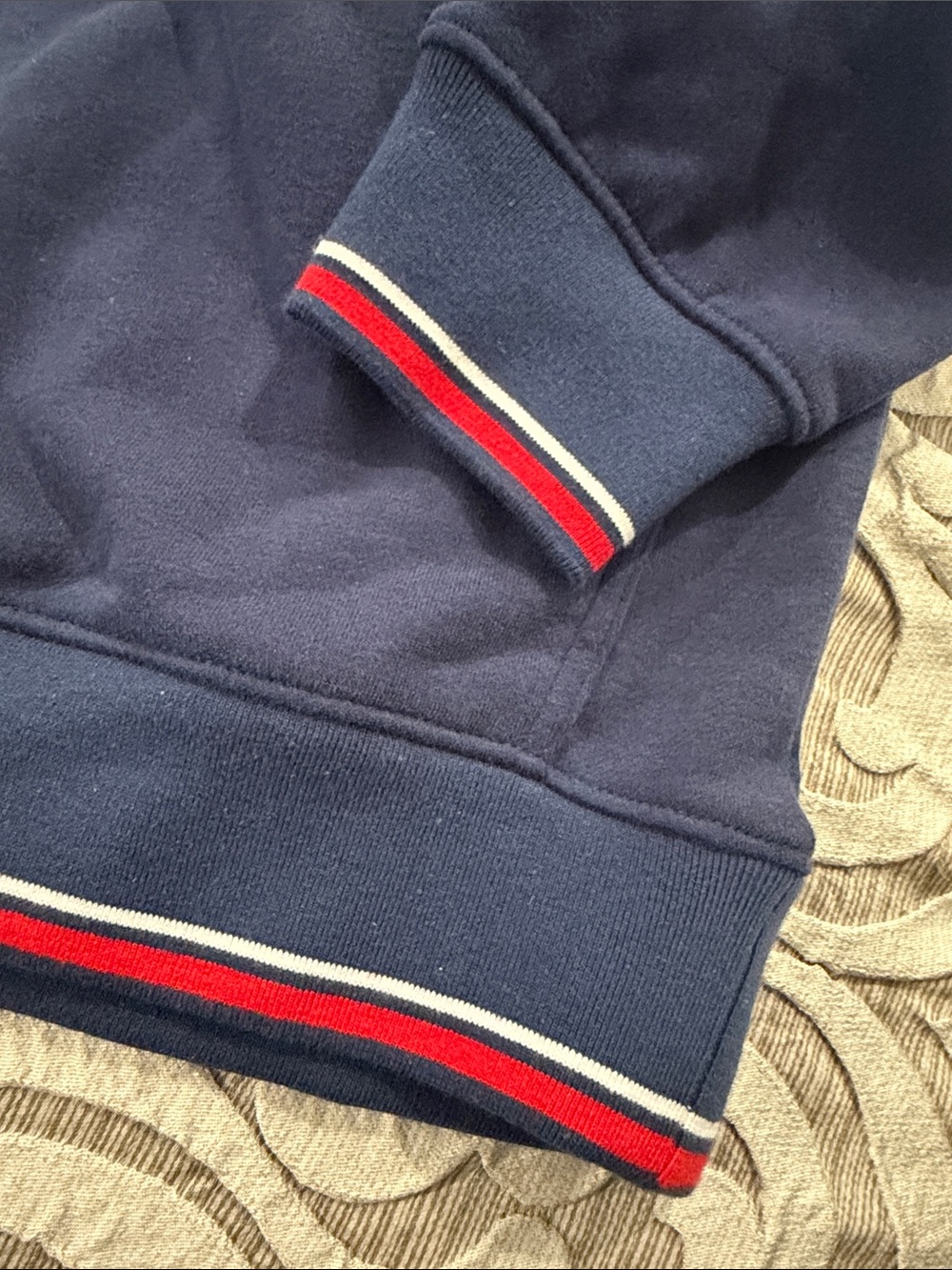 Comfrt Navy Crewneck Sweatshirt with Red-Trim Cuffs - Picture 3 of 5
